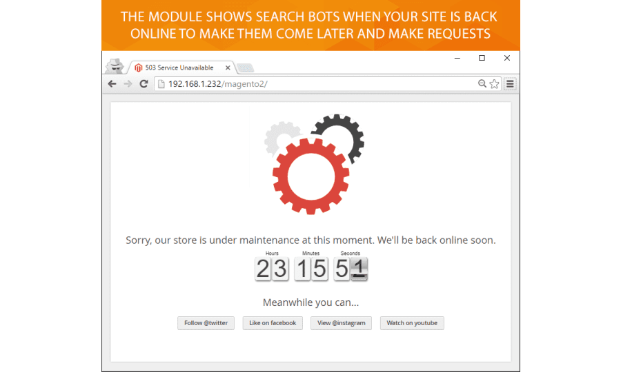 Create Magento 2 custom 503 page that doesn't affect search rankings
