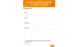 GDPR-friendly checkbox for giving a consent in Contact Us form.