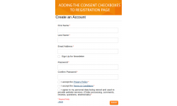 The display of consent opt-in checkboxes on regidtration page.