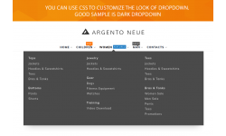 Magento 2 navigation menu with dark dropdown
