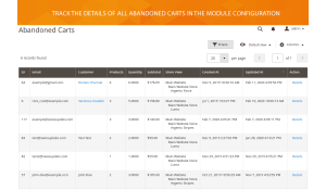 Easy to follow all possible abandoned carts presented in the same place