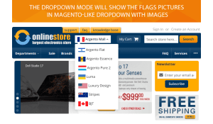 Choose up to 3 modes for flags pictures display with our Magento 2 language flags module