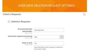 Settings to control the data deletion request processing.