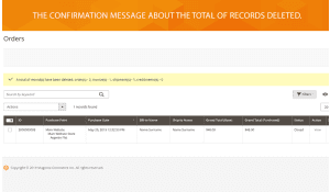 Shows the message about how much records were removed.