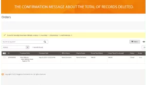 Shows the message about how much records were removed.