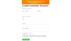 The checkboxes for opt-in consent on registration page.