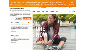 Cookie banner in full width mode