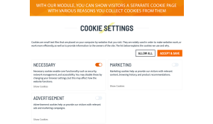 Cookie page with the purpose you collect cookies