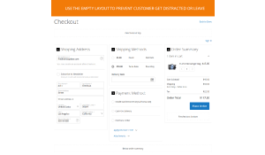 Empty 3-column checkout page layout with no header and footer