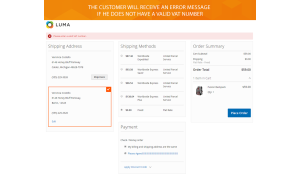 The module shows an error message to remind that user's VAT number is not valid.