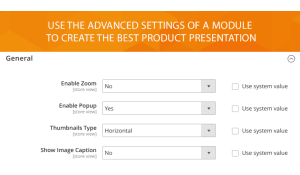 Ability to enable zoom lense, show image caption, and choose a thumbnail type.