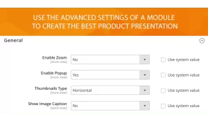 Ability to enable zoom lense, show image caption, and choose a thumbnail type.