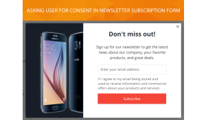 A checkbox for opt-in consent in newsletter subscription form.