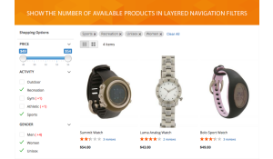 Users can see the number of available products right in layered navigation block