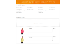 Users can upload files from the order view page