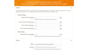 General settings of M2 reCaptcha module
