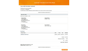 Success page frontend