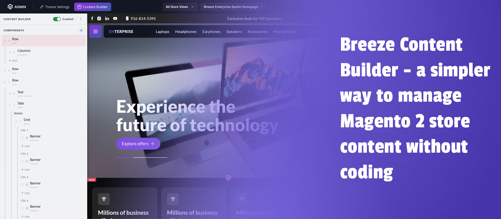 Breeze Content Builder - a simpler way to manage Magento 2 store content without coding